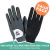 Amy Sport Mens Golf Gloves Pair Both Hands Left and Right Rain Grip Weathersof No Sweat All Weather Grips Soft Comfortable Breathable (Dark Gray, Medium) view 2