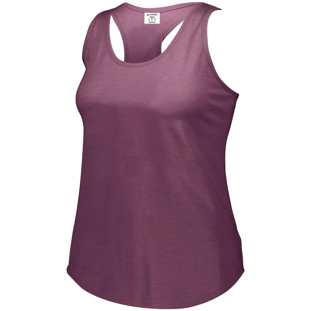 Augusta Sportswear Girls Lux Tri-Blend Tank, Maroon Heather, S