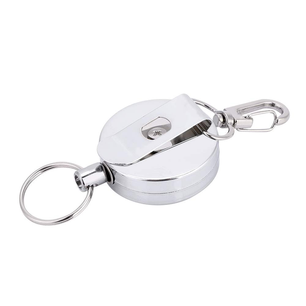 Bnineteenteam Retractable Key Chain,Heavy-duty Key Chain with Retractable Telescopic Steel Cable & Back Clamp for Keys Other Mountaineering Tool Accessories