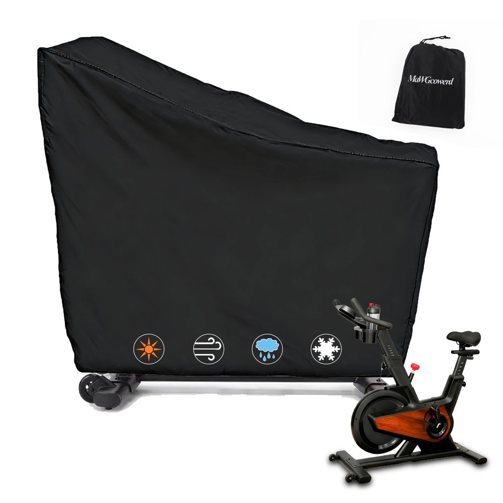 Exercise Bike Cover, Upright Indoor Cycling Protective Cover, Oxford Waterproof Fabric, Windproof, Dustproof, UV Resistant-for PelotonSchwinnNordicTrackIdeal for Indoor and Outdoor Use (Black)