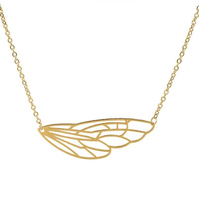 SENFAI 10K Gold Color Dragonfly Wing Dangle Earring 3 Tone (Gold Necklace)