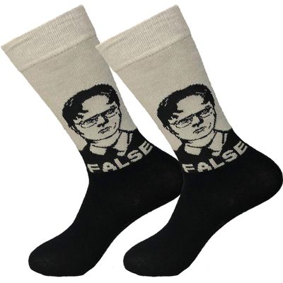 Balanced Co. Dwight Schrute Dress Socks Rainn Wilson Funny Socks Crazy Socks Casual Cotton Crew Socks (False Black/Gray)