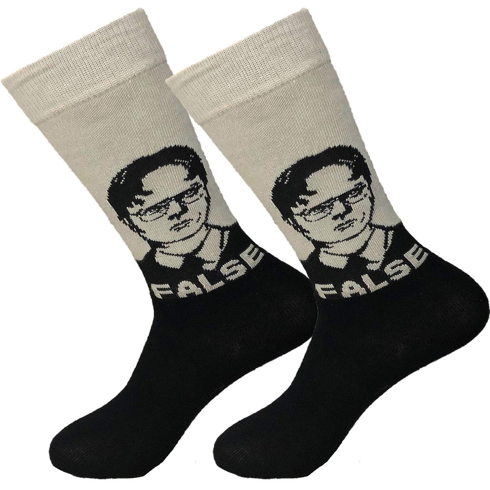 Balanced Co. Dwight Schrute Dress Socks Rainn Wilson Funny Socks Crazy Socks Casual Cotton Crew Socks (False Black/Gray)