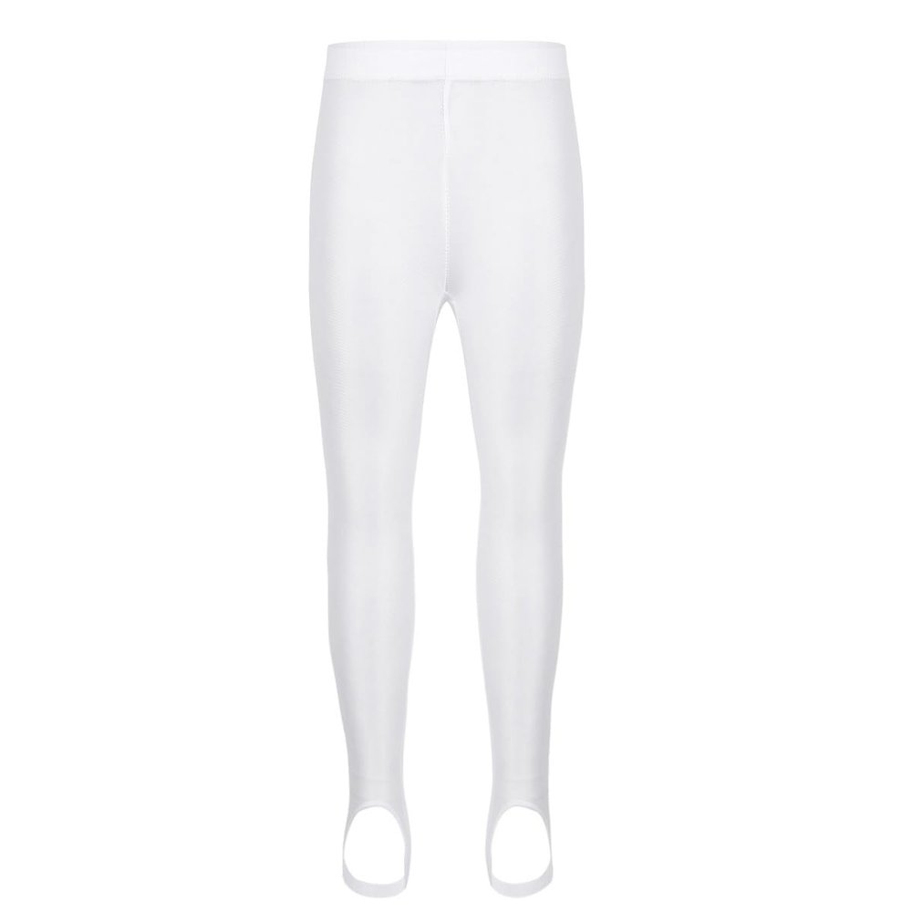 Moily Kids Girls Boys Stirrup Legging Pants for Gymnastics/Dance/Sport/Workout Athletic Tights White 10-12