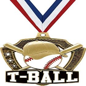 Custom T-Ball Medals, 2 1/4" Shieldz Tball Award Medal with Free Engraving 50 Pack Prime