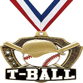 Custom T-Ball Medals, 2 1/4" Shieldz Tball Award Medal with Free Engraving 50 Pack Prime