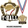 Custom T-Ball Medals, 2 1/4" Shieldz Tball Award Medal with Free Engraving 50 Pack Prime view 2