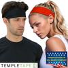 Temple Tape, Value 2-Pack, Mens Headband - Guys Sports Headbands Moisture Wicking Workout Sweatbands for Running, Cross Training, Skiing and Bike Helmet Friendly - 1-Black & 1-Red Sweatband view 3