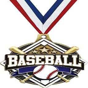 Crown Awards Custom Baseball Medals, 2 1/4" Shieldz Baseball Award Medal with Free Engraving 50 Pack Prime