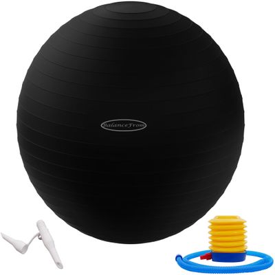 Fitvids Anti-Burst and Slip Resistant Exercise Ball Yoga Ball Fitness Ball Birthing Ball with Quick Pump, 2,000-Pound Capacity, Black, 30-inch, XL