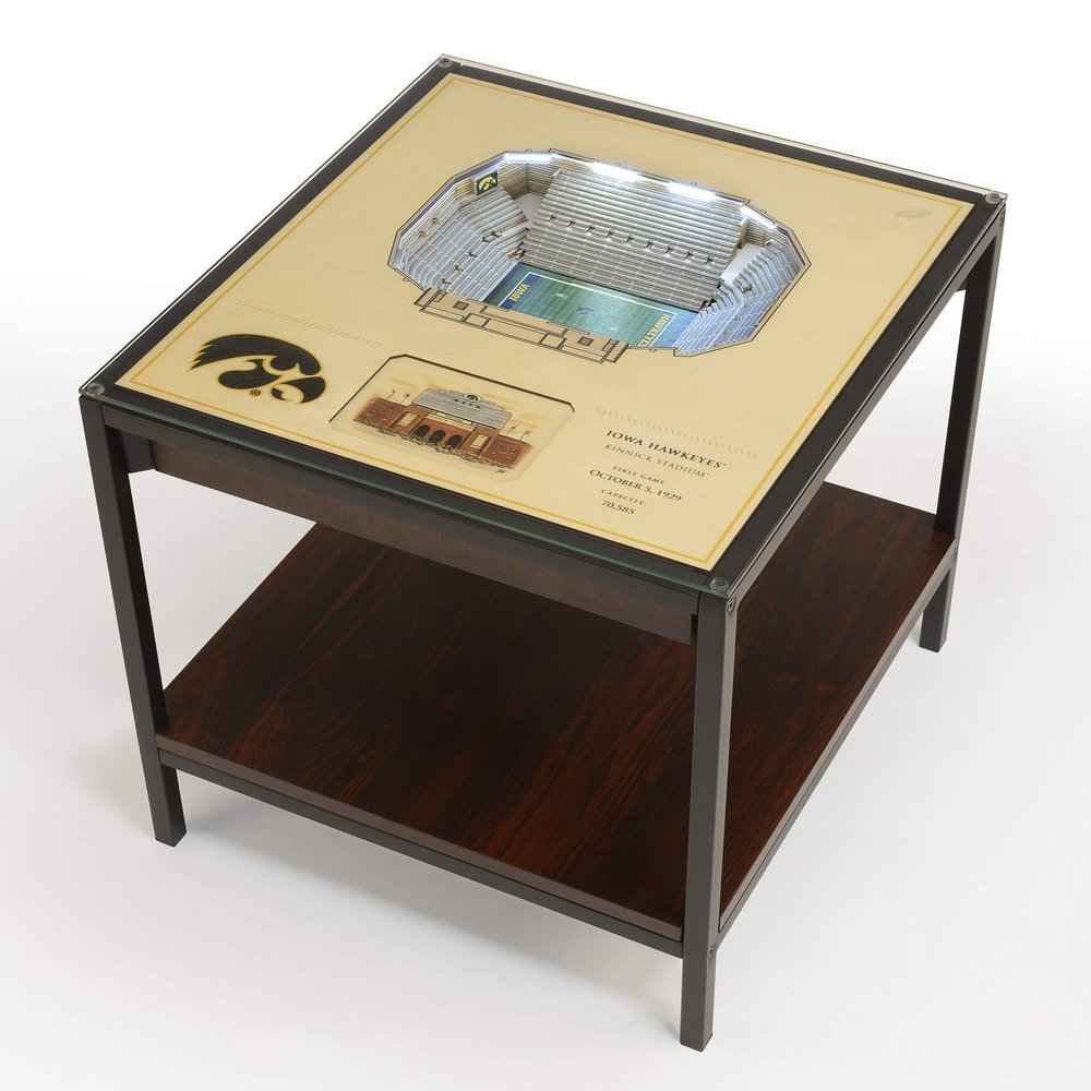 YouTheFan NCAA Iowa Hawkeyes 25-Layer StadiumViews End Table - Kinnick Stadium
