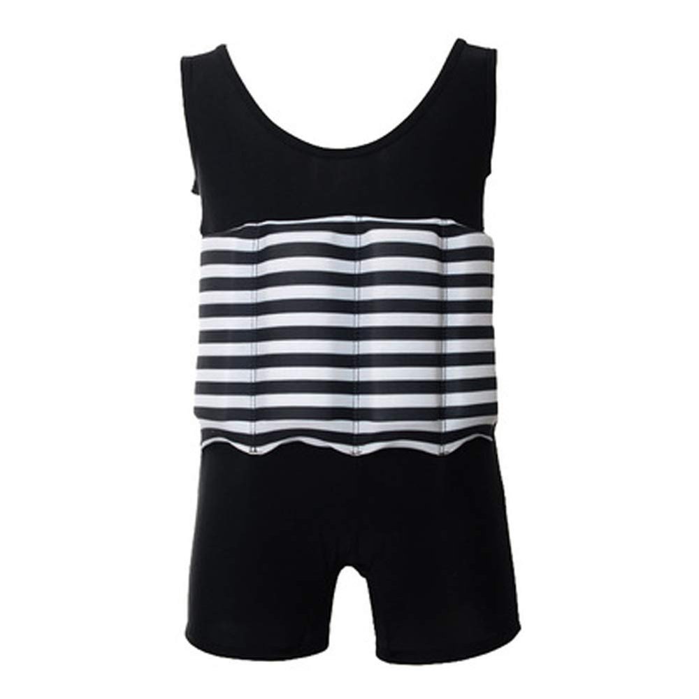 Kid Girls Boys One Piece Swimwear Swimsuit with Adjustable Buoyancy Training Float Suit Life Jacket Swim Vest Summer Swimming Floatation Safety Pool Beach Floating Beachwear Black 5-6