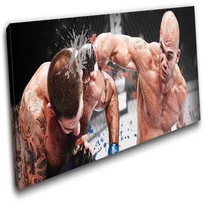 Bold Bloc Design - MMA UFC Ruthless Robbie Lawler Sports 135x45cm SINGLE Canvas Art Print Box Framed Picture Wall Hanging - Hand Made In The UK - Framed And Ready To Hang RC-2171(00B)-SG31-LO-C