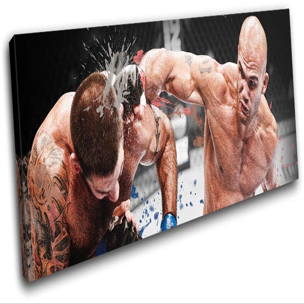 Bold Bloc Design - MMA UFC Ruthless Robbie Lawler Sports 135x45cm SINGLE Canvas Art Print Box Framed Picture Wall Hanging - Hand Made In The UK - Framed And Ready To Hang RC-2171(00B)-SG31-LO-C