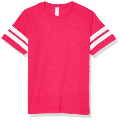 AquaGuard Girls' Big Youth Fine Jersey Football Tee, V Heathert Pink/BD White, Medium