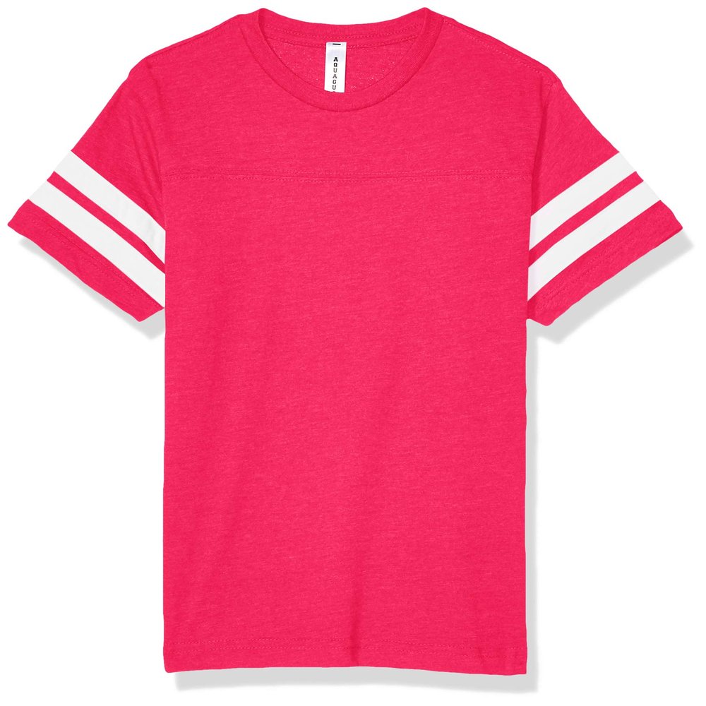 AquaGuard Girls' Big Youth Fine Jersey Football Tee, V Heathert Pink/BD White, Medium