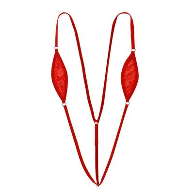 ACSUSS Womens Lingerie Spaghetti Straps Sling Shot Y-Back High Cut Thong Bikini Mini Swimwear Red OneSize
