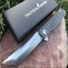 TACTICAL GEARZ Titanium Pocket Folding Knife for EDC, Solid Tc4 Titanium Handle, CPM-D2 Steel Tanto Blade, Includes Sheath (Saint DT) view 1