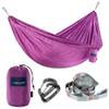 Double Camping Hammock With 9ft Straps & 12kn Aluminum Wiregate Carabiner - Lightweight Portable Parachute Nylon for Outdoor Camping, Travel, Beach view 1