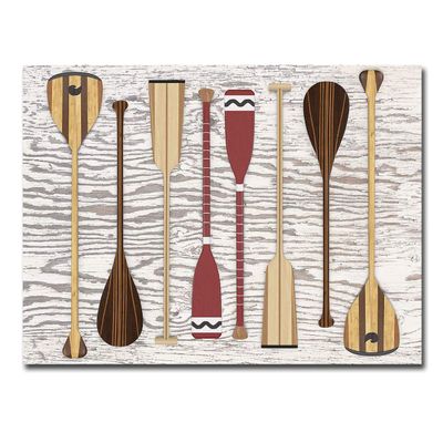 Canoe Paddles and Oar by Edward M. Fielding Premium Gallery-Wrapped Canvas Giclee Art (24 in x 32 in, Ready-to-Hang)