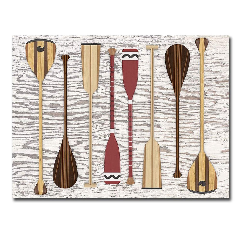 Canoe Paddles and Oar by Edward M. Fielding Premium Gallery-Wrapped Canvas Giclee Art (24 in x 32 in, Ready-to-Hang)