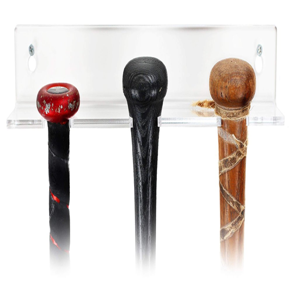 Better Display Cases 3 Baseball Bats Display Vertical Clear Acrylic Standard Size Wall Mount (A065)