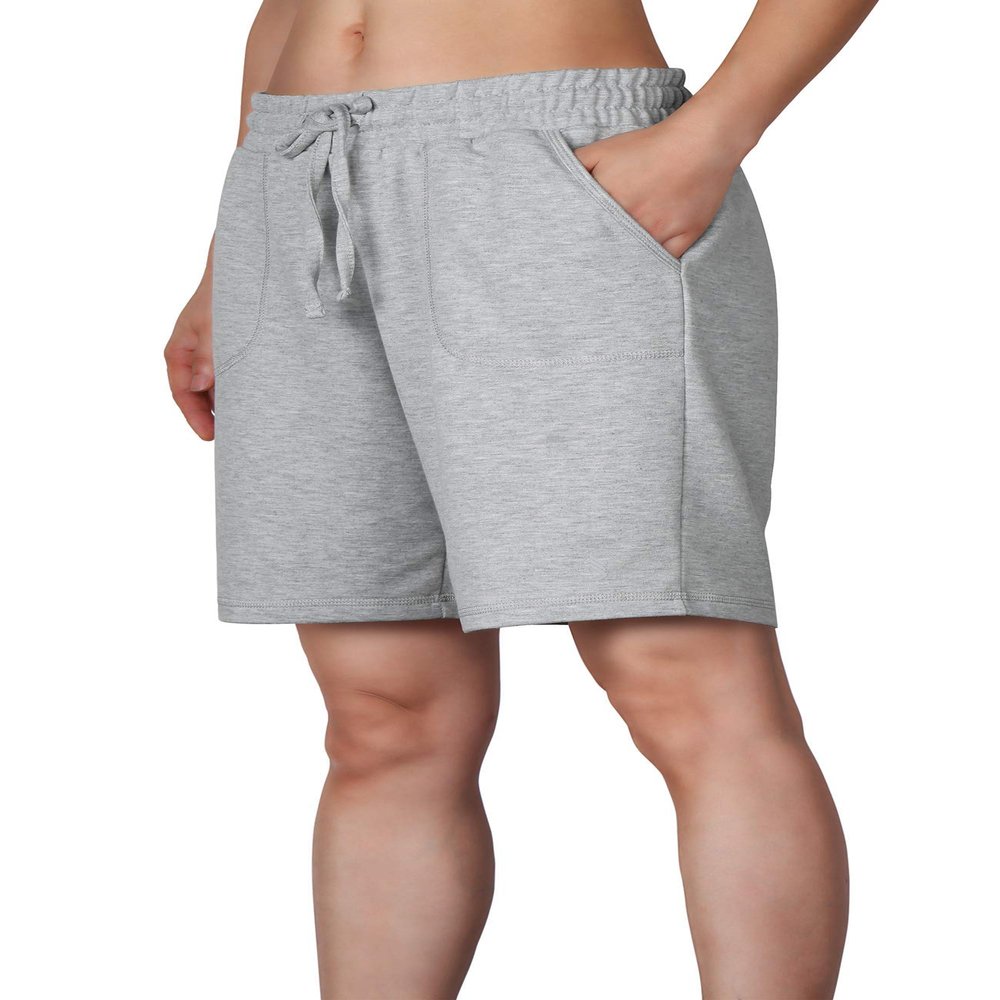 icyzone Athletic Running Yoga Shorts for Women - Women's Workout Active Lounge Bermuda Shorts with Pockets (M, Grey)
