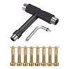 C&Xanadu Skateboard Hardware 8PCS Bolts Set and All-in-One Skate Tools Portable Skateboard T Accessory with Tool L-Type Phillips Head Wrench Screwdriver, Gold view 1