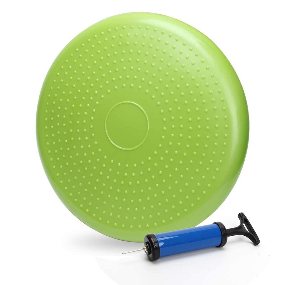 WIWAPLEX Wiggle Seat, Inflatable Stability Balance Disc Wobble Cushion, Balance Disc Wiggle Seat, Flexible Seating Classroom with Free Air Pump Sensory Kids (Office & Home & School) (Green)