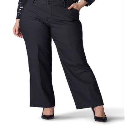 Lee Women's Plus Size Ultra Lux Comfort with Flex Motion Trouser Pant Black 22W, 22 Long
