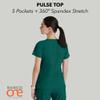 Barco One Pulse Classic Fit Scrub Top for Women  Hunter Green, 5-Pocket V-Neck Scrub Shirt w/ 360 Spandex Stretch, Moisture Wicking, Anti-Static and Quick-Shed  3XL, Regular Fit view 4
