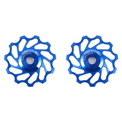 Alomejor Rear Derailleur Pulley Wheel Pulley 2pcs Ceramic Pulley Rear Derailleur Roller Part Wheels for Mountain Road Bike(11T Blue)