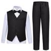 SaiLiiny Boys 4 Pieces Black Suits Slim Fit Outfits Vest Sets Formal Dresswear for Boy Suit Size 6 view 2