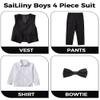 SaiLiiny Boys 4 Pieces Black Suits Slim Fit Outfits Vest Sets Formal Dresswear for Boy Suit Size 6 view 3