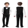 SaiLiiny Boys 4 Pieces Black Suits Slim Fit Outfits Vest Sets Formal Dresswear for Boy Suit Size 6 view 4
