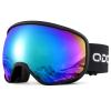 Odoland Snow Ski Goggles S2 Double Lens Anti-Fog OTG Windproof UV400 Eyewear for Men, Women and Youth-Skiing Snowboarding, Black Frame Blue Lens vlt 27% view 1