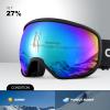 Odoland Snow Ski Goggles S2 Double Lens Anti-Fog OTG Windproof UV400 Eyewear for Men, Women and Youth-Skiing Snowboarding, Black Frame Blue Lens vlt 27% view 2