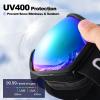 Odoland Snow Ski Goggles S2 Double Lens Anti-Fog OTG Windproof UV400 Eyewear for Men, Women and Youth-Skiing Snowboarding, Black Frame Blue Lens vlt 27% view 3