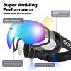 Odoland Snow Ski Goggles S2 Double Lens Anti-Fog OTG Windproof UV400 Eyewear for Men, Women and Youth-Skiing Snowboarding, Black Frame Blue Lens vlt 27% view 4