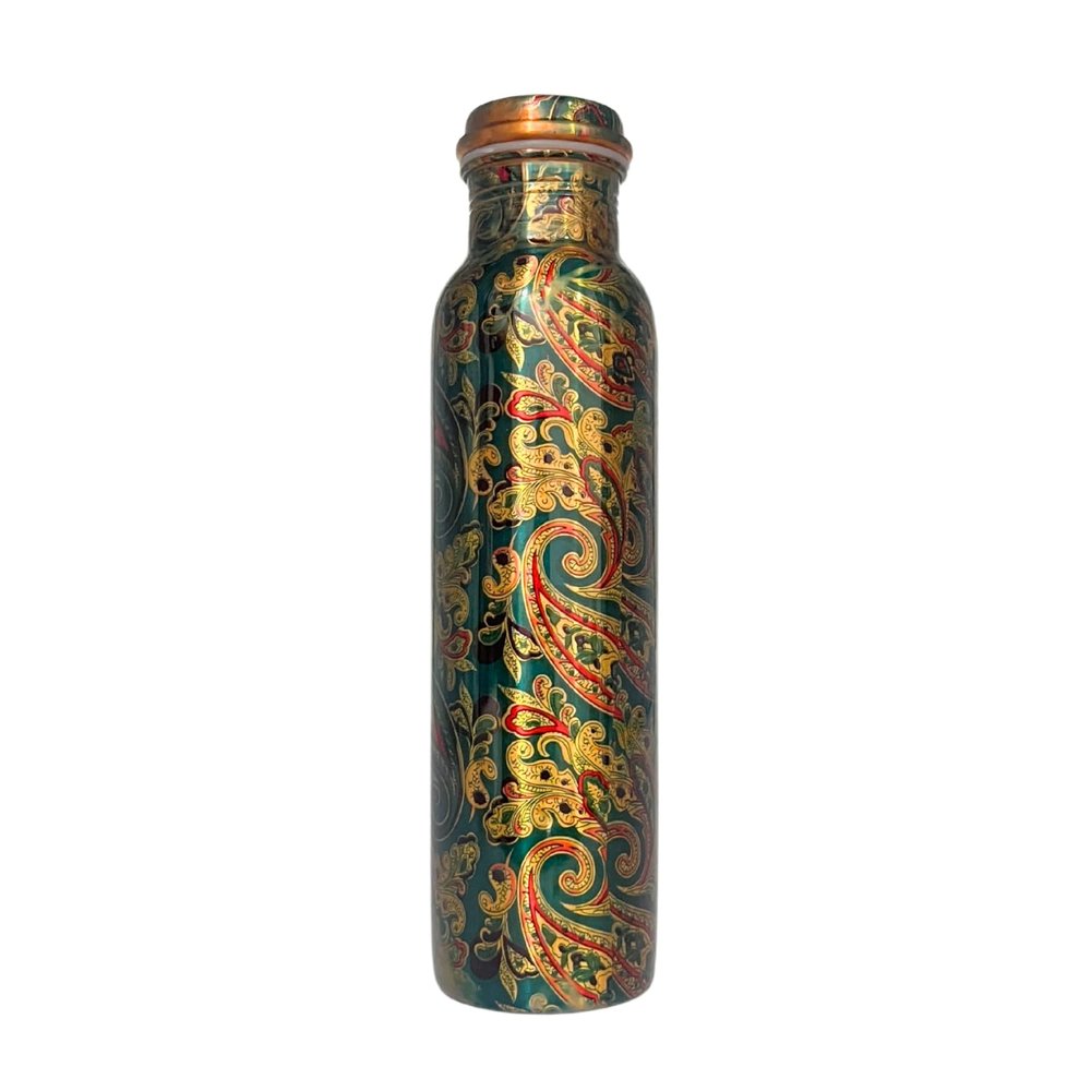 AC ANAND CRAFTS Copper Water Bottle for Drinking Water | 100% Pure Copper Water Bottle | Leak Proof | Meena Design | Ayurvedic Benefits | Best for Gifting | Suitable for Yoga, School & Office - 32 Oz
