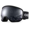 Odoland Snow Ski Goggles S2 Double Lens Anti-Fog OTG Windproof UV400 Eyewear for Men, Women and Youth-Skiing Snowboarding, Dull Black Frame Black Lens vlt 14% view 1