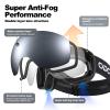 Odoland Snow Ski Goggles S2 Double Lens Anti-Fog OTG Windproof UV400 Eyewear for Men, Women and Youth-Skiing Snowboarding, Dull Black Frame Black Lens vlt 14% view 4