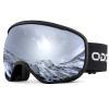Odoland Snow Ski Goggles S2 Double Lens Anti-Fog OTG Windproof UV400 Eyewear for Men, Women and Youth-Skiing Snowboarding, Black Frame Sliver Lens vlt 14% view 1