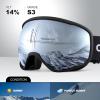 Odoland Snow Ski Goggles S2 Double Lens Anti-Fog OTG Windproof UV400 Eyewear for Men, Women and Youth-Skiing Snowboarding, Black Frame Sliver Lens vlt 14% view 2