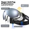 Odoland Snow Ski Goggles S2 Double Lens Anti-Fog OTG Windproof UV400 Eyewear for Men, Women and Youth-Skiing Snowboarding, Black Frame Sliver Lens vlt 14% view 4