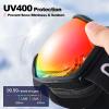 Odoland Snow Ski Goggles S2 Double Lens Anti-Fog OTG Windproof UV400 Eyewear for Men, Women and Youth-Skiing Snowboarding, Black Frame Red Lens vlt 17% view 3