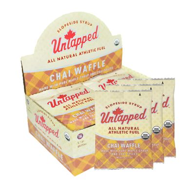 UnTapped Organic Chai Waffles 1.1 oz Each, Box of 16 - Endurance Sports Snacks Sweetened with Real Maple Syrup, and Real Chai Spices | Vegan & Real Food Waffles | Ideal for Athletic Performance