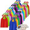 ADJOY Kids Superhero Capes and Masks 24 Sets Pack with Large Stickers - Superhero Themed Birthday Party Capes view 1