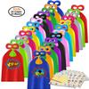 ADJOY Kids Superhero Capes and Masks 24 Sets Pack with Large Stickers - Superhero Themed Birthday Party Capes view 2