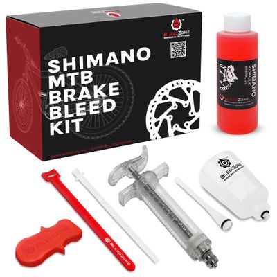 BleedZone for Shimano Brakes Bleed Kit, Bike Hydraulic Brake Kit with 120ml Mineral Oil and Pro Syringe - Fits with Shimano Bike, Mountain Bikes